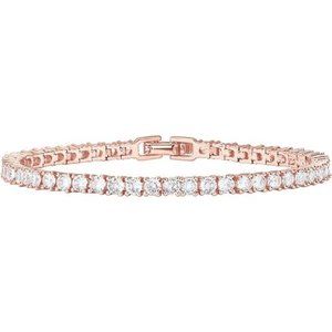 14K Rose Gold Plated 3mm Cubic Zirconia Classic Tennis Bracelet Women Bracelets